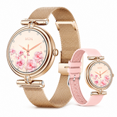 Smartwatch feminino elegante de 1,09 polegadas com design de diamante – Chamadas Bluetooth, ritmo cardíaco, SpO₂, monitorização do sono e atividades físicas com características de bem-estar feminino.