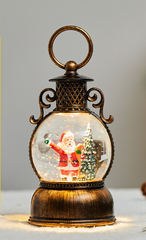Christmas decoration luminous retro portable wind lantern ornaments USB music snow small oil lamp arrangement supplies - Chronus