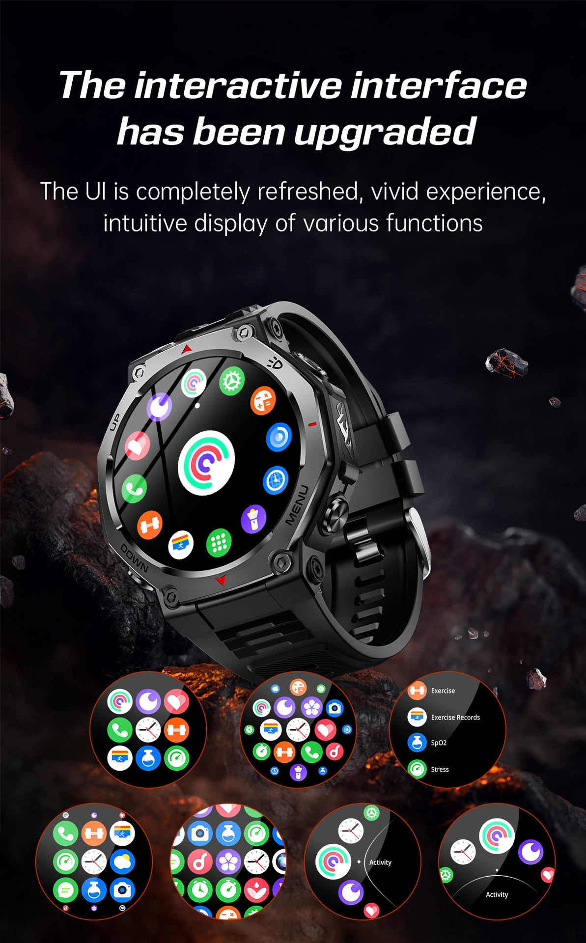 Smartwatch KT85 UV Detection Light Flashlight 525mAh Battery Long Battery Life Outdoor Sports