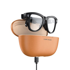 M02 AI Smart Glasses with 1200P Camera 32GB Storage Dual Mic and 3600mAh Charging Case