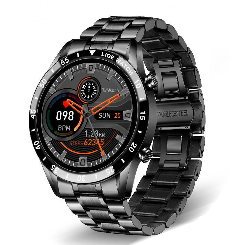 Smart Watch Men, 1.3 "Inch Touchscreen Phone Watch Men Smart Watch with Heart Rate Sleep Monitor Activity Tracker IP67 Waterproof Stainless Steel Band StopWatch for IOS Android(silver)