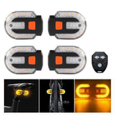Chronus 4Pcs Bike Signals, Waterproof, Remote Alarm, USB,5 Modes Black - Chronus