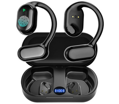 Waterproof Bone Conduction Wireless Earbuds, Running Headphones with Earhooks Black - Chronus