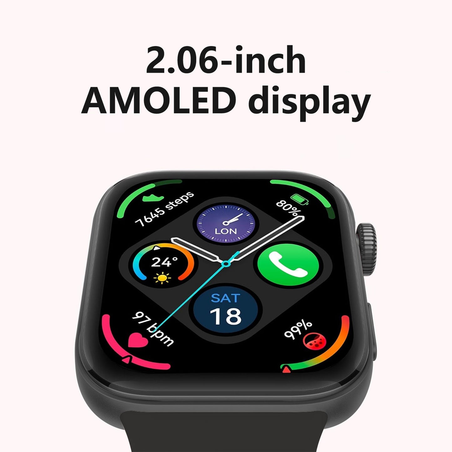 Chronus 2.06" Giant Screen SmartWatch with 270° rotating camera, independent calls, long battery life, AI assistant