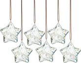 Set of 6 Crystal Glass Christmas Ornaments Clear Faceted Glass Christmas Star Crystal Hanging Ornaments for Xmas Tree Winter New Year Party Supplies - Chronus