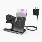 3 in 1 Foldable Wireless Charging Station for Samsung & Apple, Fast Charger Stand for Galaxy S25/S24/S23/Z Fold/Flip, iPhone 12+, Watch & AirPods