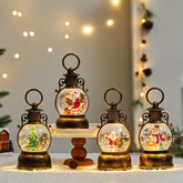 Christmas decoration luminous retro portable wind lantern ornaments USB music snow small oil lamp arrangement supplies - Chronus