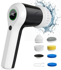 Electric Spin Scrubber, Battery Level Display 2 Speeds Electric Scrubber for Cleaning with 6 Replaceable Heads - Chronus