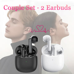 2 Pack Wireless Earbuds Bluetooth 5.3, Black & White HiFi Earphones, Noise Cancelling, 32Hrs Playtime, IP7 Waterproof, Gift for Couples - Chronus