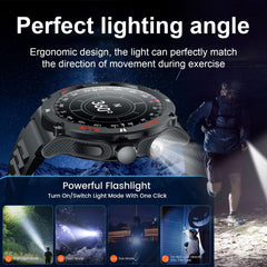 Chronus 1.53" HD Screen Smart Watch for Men: Fitness Tracker, Waterproof, Heart Rate, LED Flashlight, Bluetooth Call - Chronus