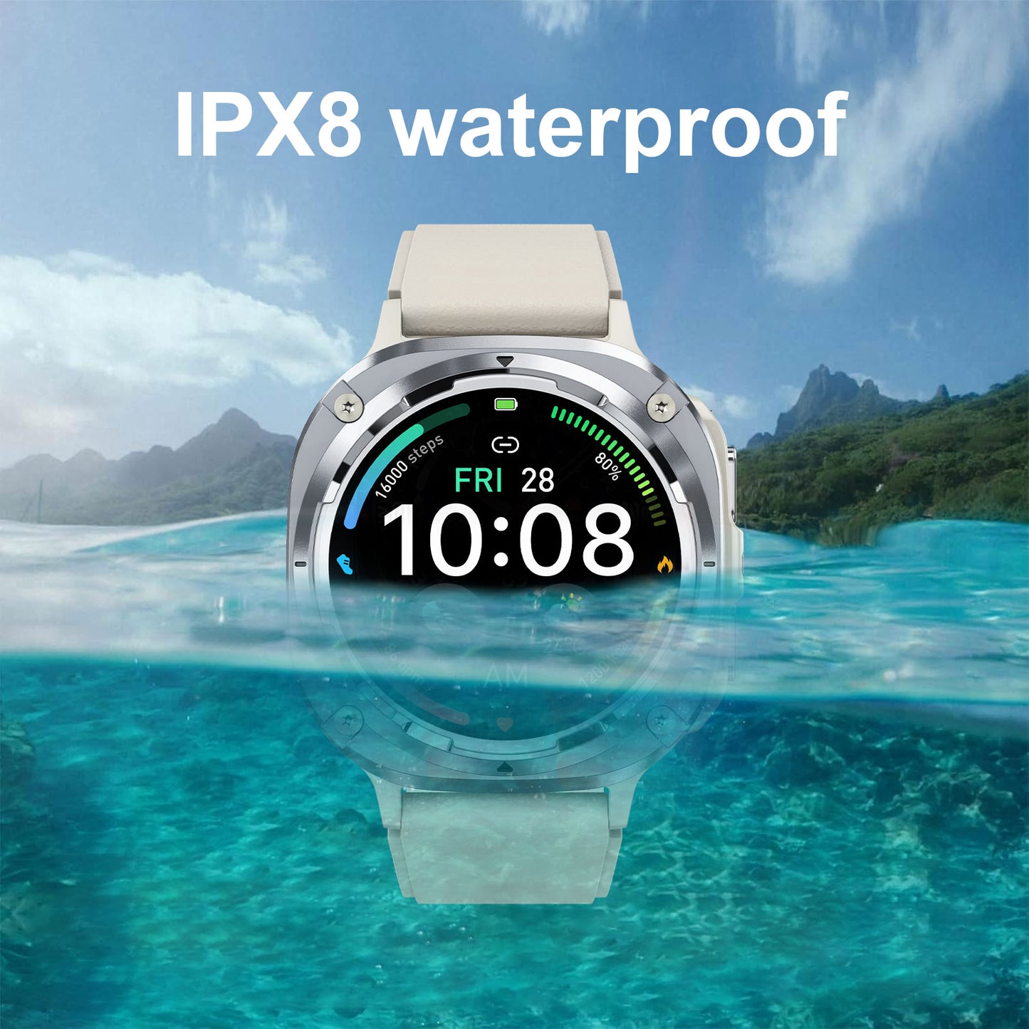 Chronus 1.39"IPX8 Outdoor Fitness Watch with Outdoor lighting,100+ sport Modes, Heart Rate
