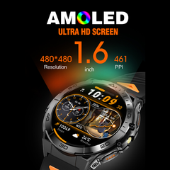 Smartwatch 1.6" AMOLED Fitness Tracker IP68 Waterproof 600mAh Battery 20 Sport Modes