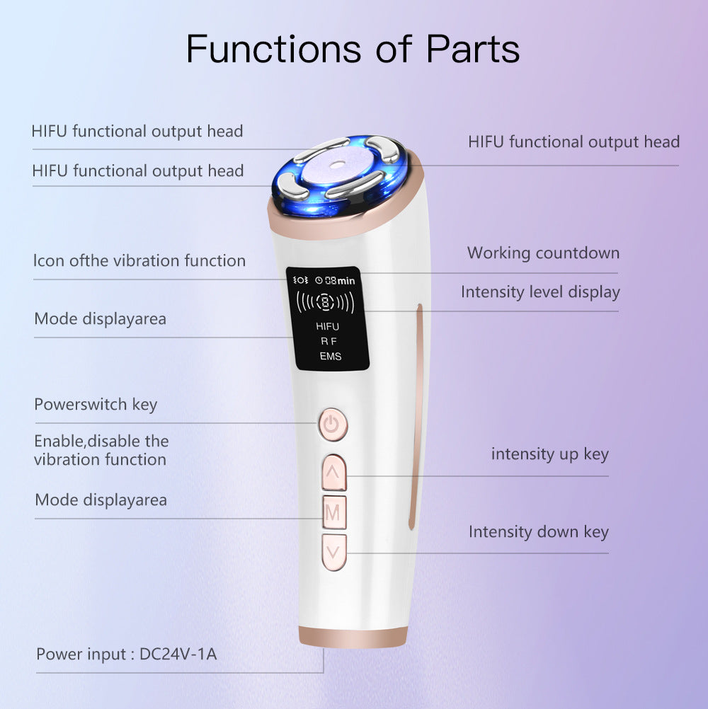 HIFU 3in1 Facial Machine: Wrinkle Removal, Ultrasound RF EMS, Skin Rejuvenation, AntiAging(white)