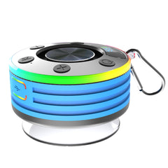 Bluetooth Shower Speaker with LED Display, IPX7 Waterproof, Suction Cup, 360° Stereo Pairing, 7-Hour Playtime, LED Light Show