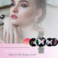 Smart Watch Ladies, IP68 Waterproof Fitness Tracker Smart Watch Ladies, with Female Cycle Management Heart Rate Monitor Blood Pressure Monitor Sleep Monitor Ladies WristWatch for Android iOS (Silver) - Chronus