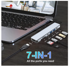 USB C Hub 7 in 1, USB C Adapter with 4K HDMI, Two USBC Ports, sliver - Chronus