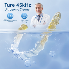 Ultrasonic and UV Cleaner for Dentures Braces Rings Toothbrushes Quiet Smart One Touch 200ml