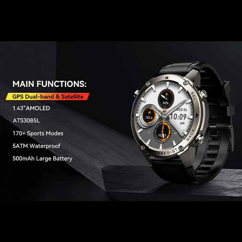 Smartwatch DM56 L1+L5 GPS 5ATM Waterproof AMOLED Display Sports Watch