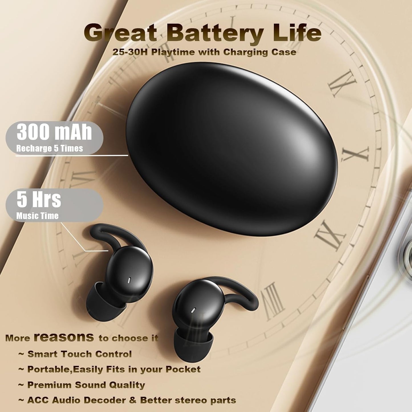 Wireless Sleeping Sleep Earbuds for Side Sleepers Mini Tiny Small Invisible Earbuds Noise Cancelling Smallest Soft Ear Buds Bluetooth Hidden Sleeping Sleep Headphones