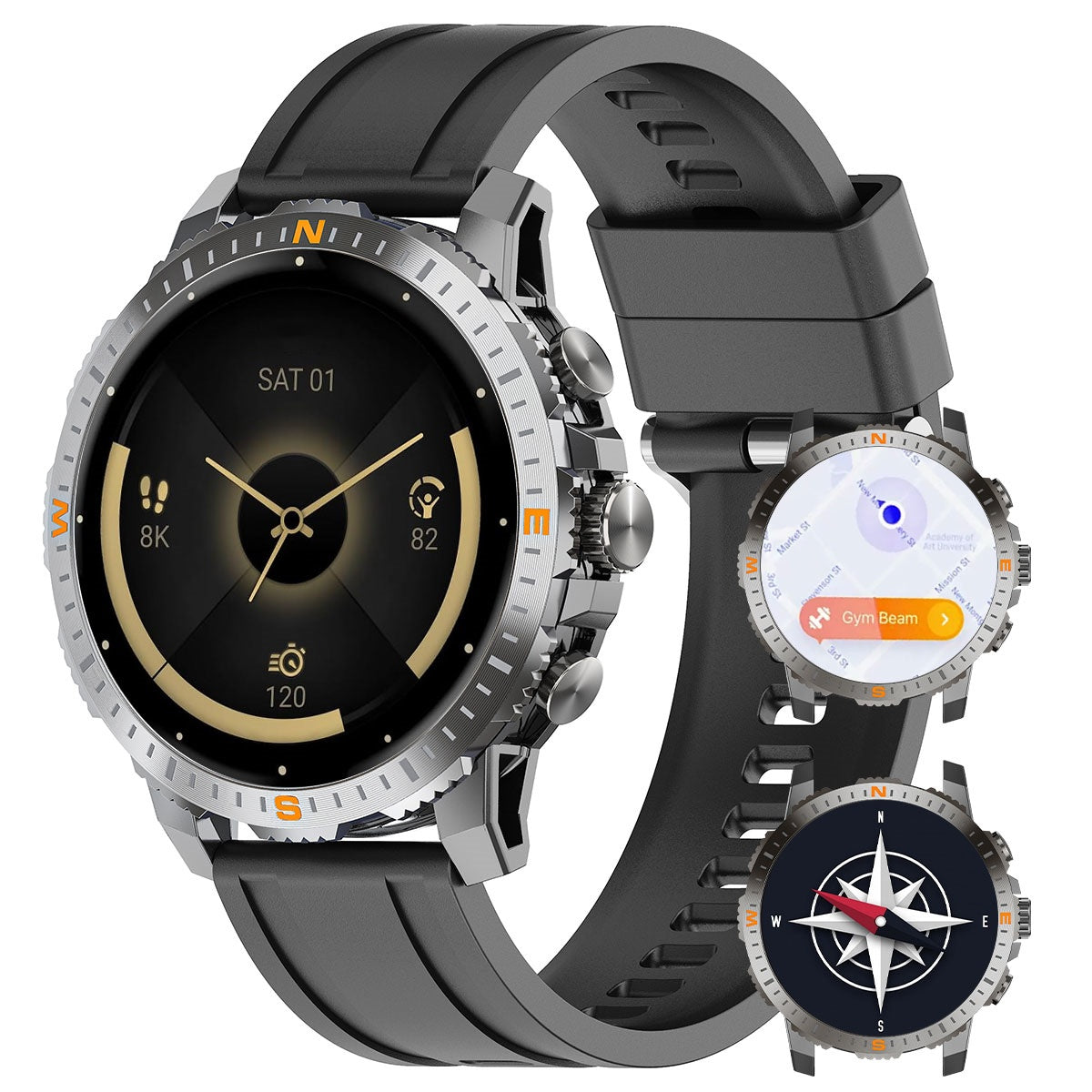 Chronus 1.43" Ultra-Clear Large Screen Smart Watch, 40-day long battery life, GPS positioning, compass, multiple sports modes and sleep monitoring - Chronus