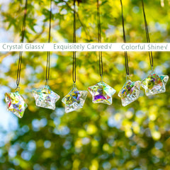 Set of 6 Crystal Stars Ornaments 1.8" Star Prisms Xmas Tree Decorations Crystal Hanging Ornament for Wedding Party Home Decor (AB Color) - Chronus