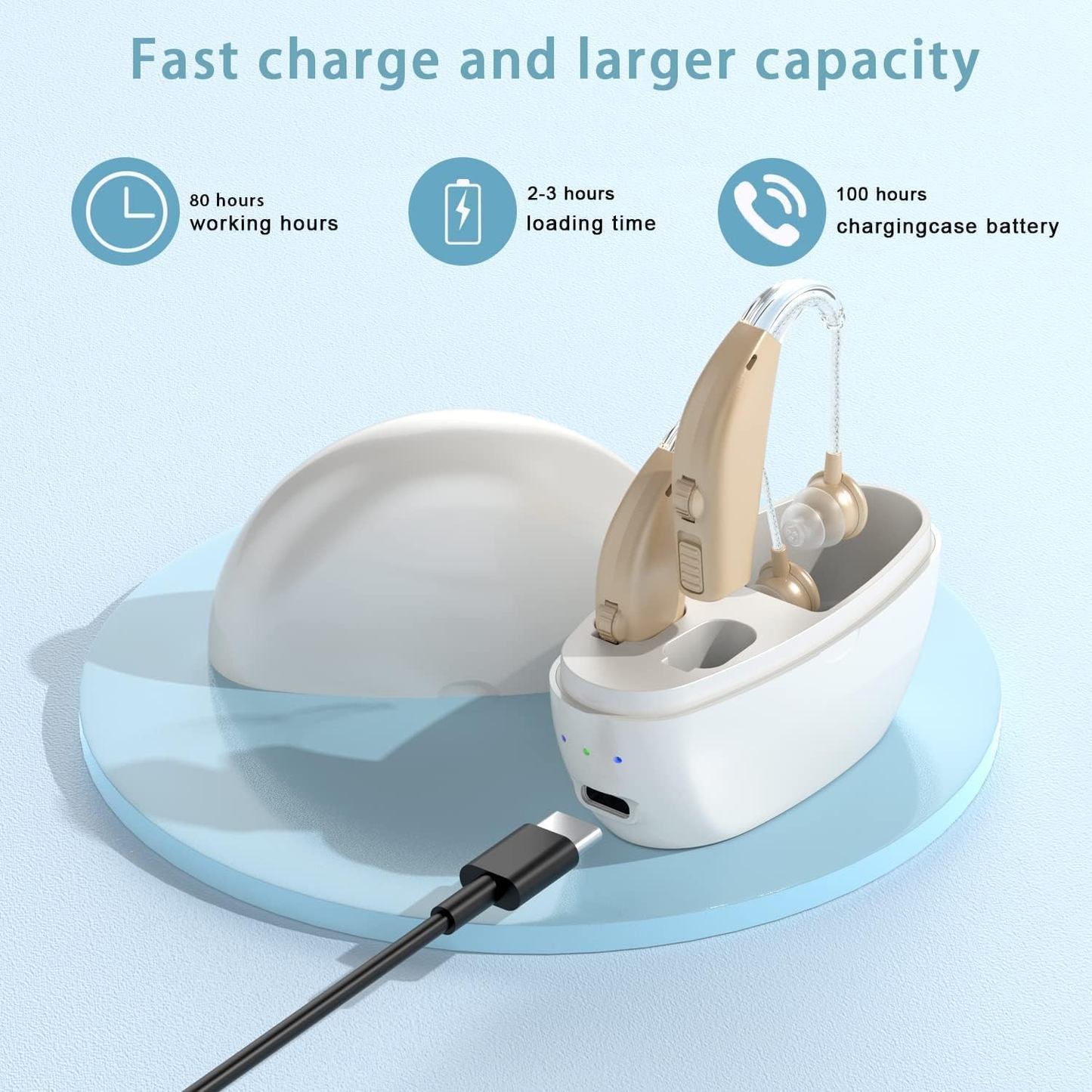 Hearing aids for the elderly, rechargeable, with noise reduction function