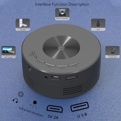 Mini Projetor de Vídeo Projetor Led Portátil com Telefone na Mesma Tela para Smartphones e Tablets Suporte para Energia Móvel Preto IKIKSO