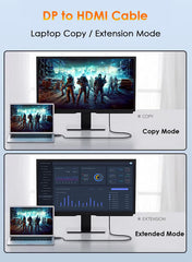 DisplayPort to HDMI Cable 6ft, 4K DP to HDMI Cable Adapter, Uni-Directional DP 1.2 to HDMI 1.4 Cable Compatible with PC TV Monitor Projector Laptop Dell HP and More(Black) - Chronus