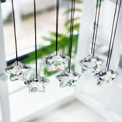 Set of 6 Crystal Glass Christmas Ornaments Clear Faceted Glass Christmas Star Crystal Hanging Ornaments for Xmas Tree Winter New Year Party Supplies - Chronus