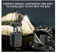 5000mAh Solar Camping Lantern, Rechargeable with Hand Crank LED Flashlight, Telescopic (Black) - Chronus