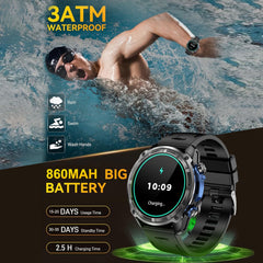 1.43" AMOLED Rugged Smartwatch with 100+ Sports Modes, Bluetooth Call, Fitness Videos, Flashlight & 3ATM Waterproof(Black)