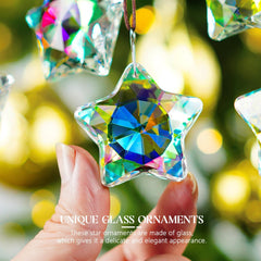 Set of 6 Crystal Stars Ornaments 1.8" Star Prisms Xmas Tree Decorations Crystal Hanging Ornament for Wedding Party Home Decor (AB Color) - Chronus