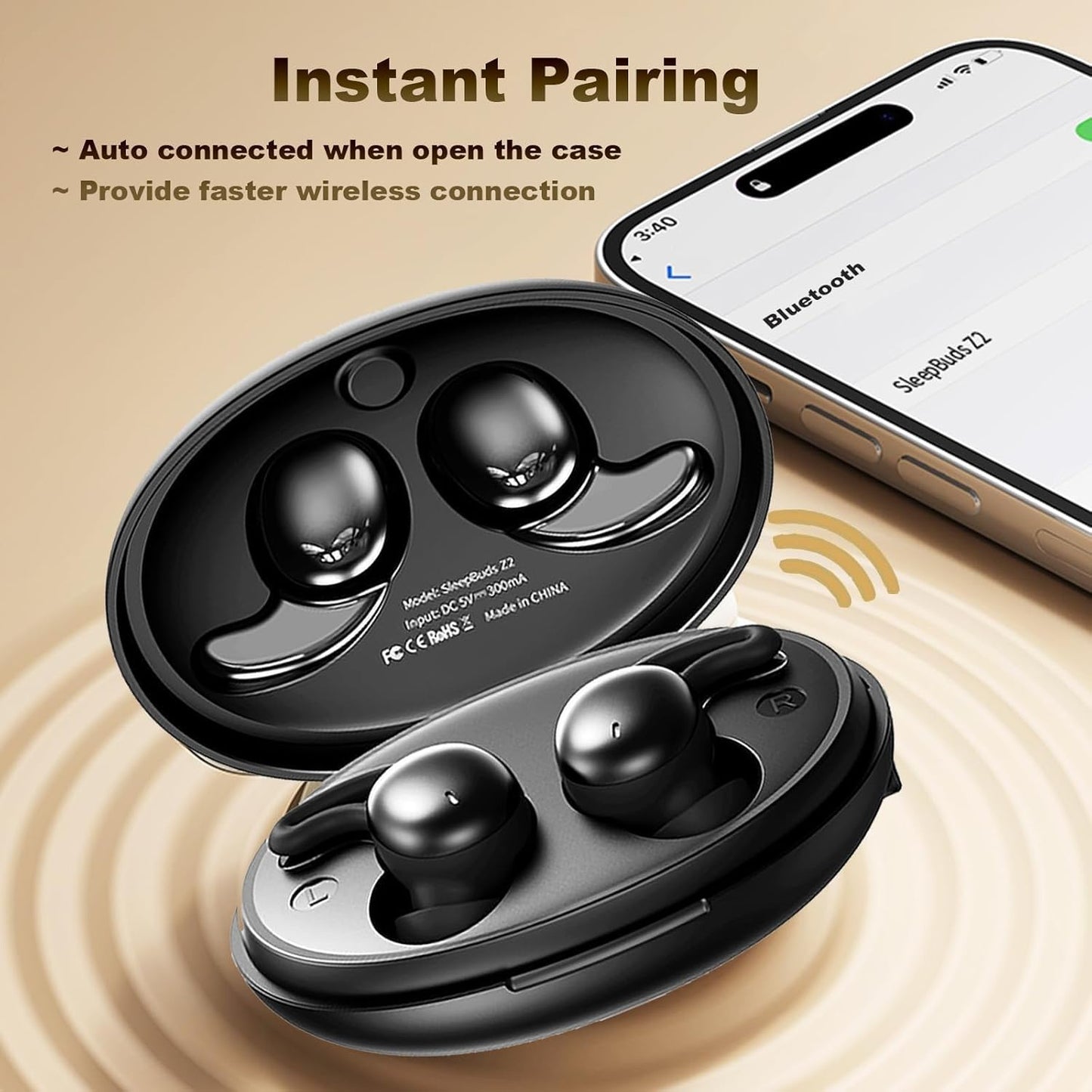 Wireless Sleeping Sleep Earbuds for Side Sleepers Mini Tiny Small Invisible Earbuds Noise Cancelling Smallest Soft Ear Buds Bluetooth Hidden Sleeping Sleep Headphones
