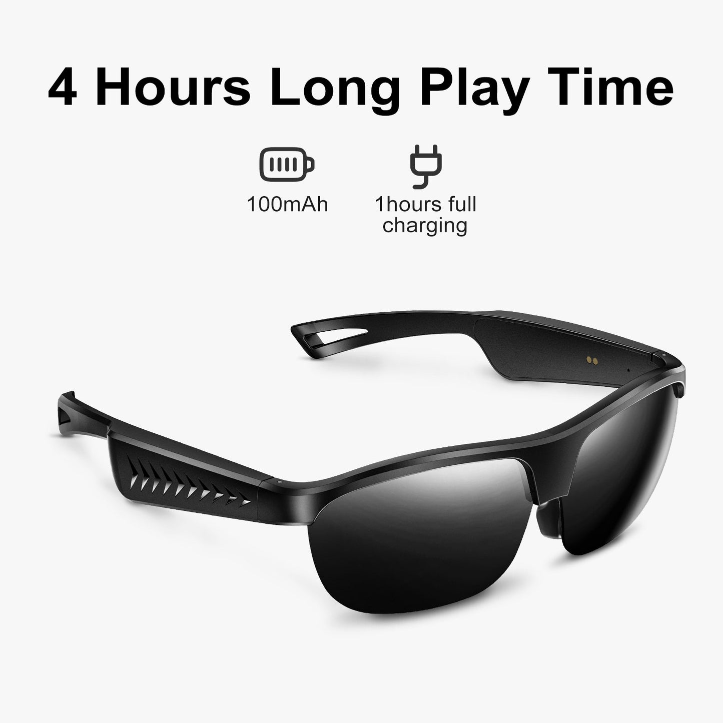 Chronus Smart Glasses, Polarized Bluetooth Sunglasses, Built-in Mic & Speakers, UV Protection Audio Sun Glass