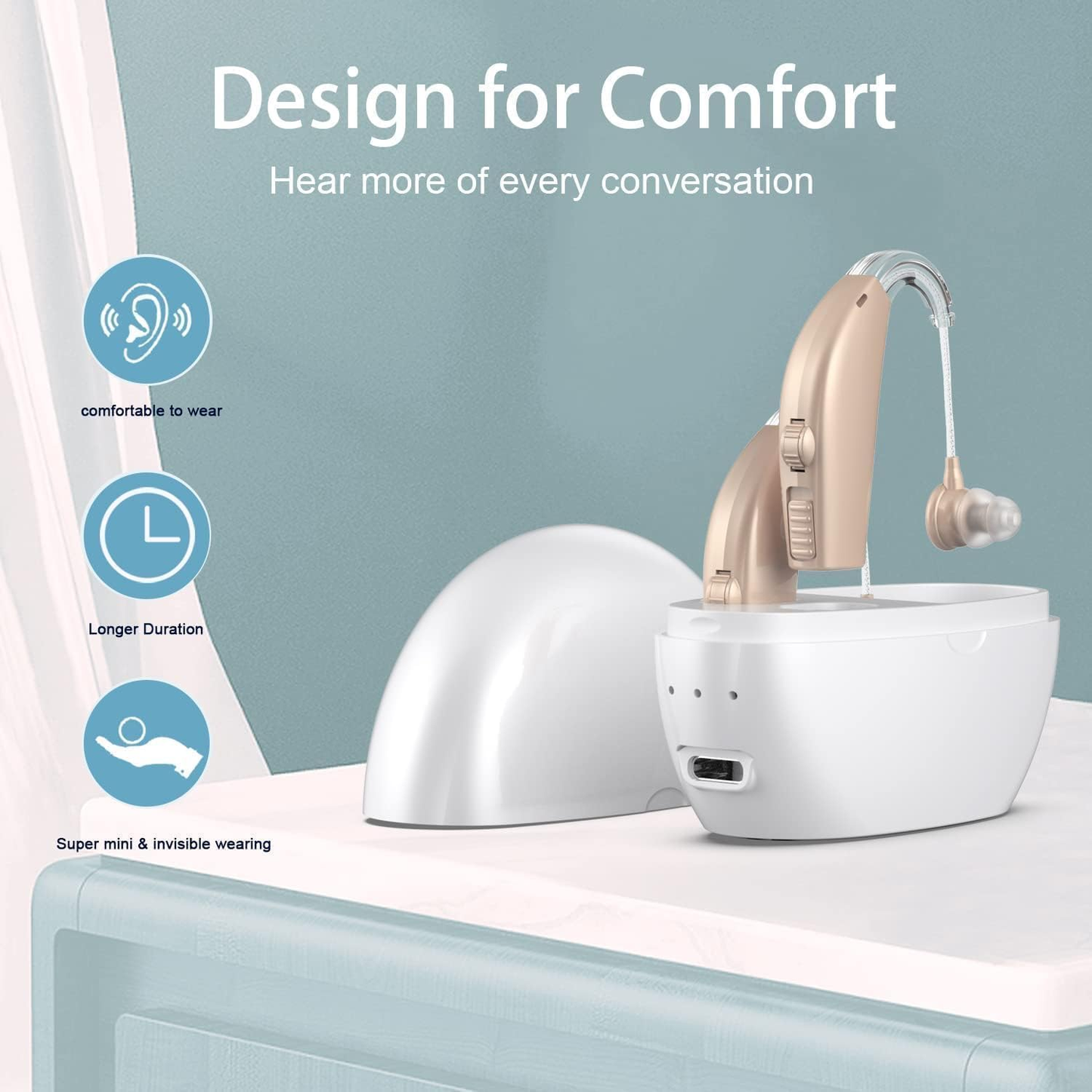 Hearing aids for the elderly, rechargeable, with noise reduction function
