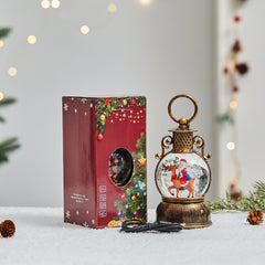 Christmas decoration luminous retro portable wind lantern ornaments USB music snow small oil lamp arrangement supplies - Chronus