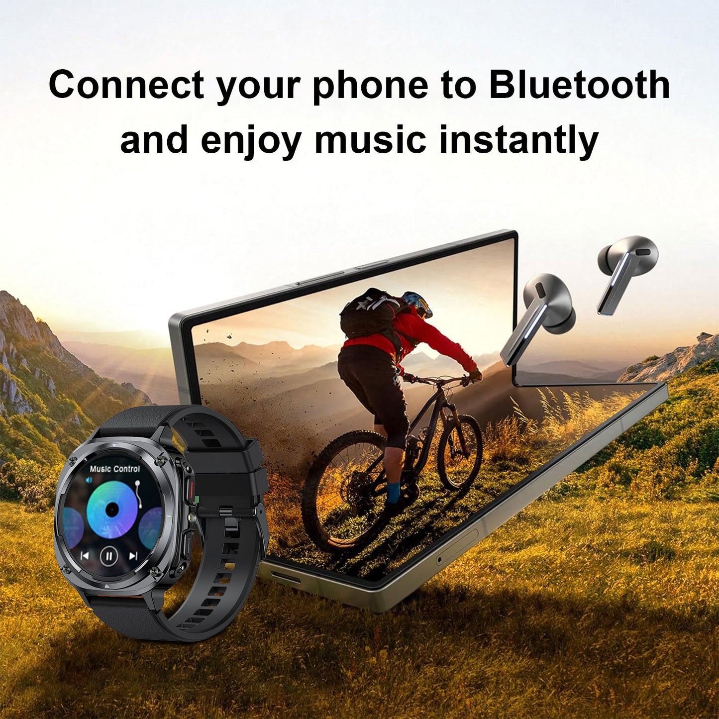Chronus 1.39"IPX8 Outdoor Fitness Watch with Outdoor lighting,100+ sport Modes, Heart Rate