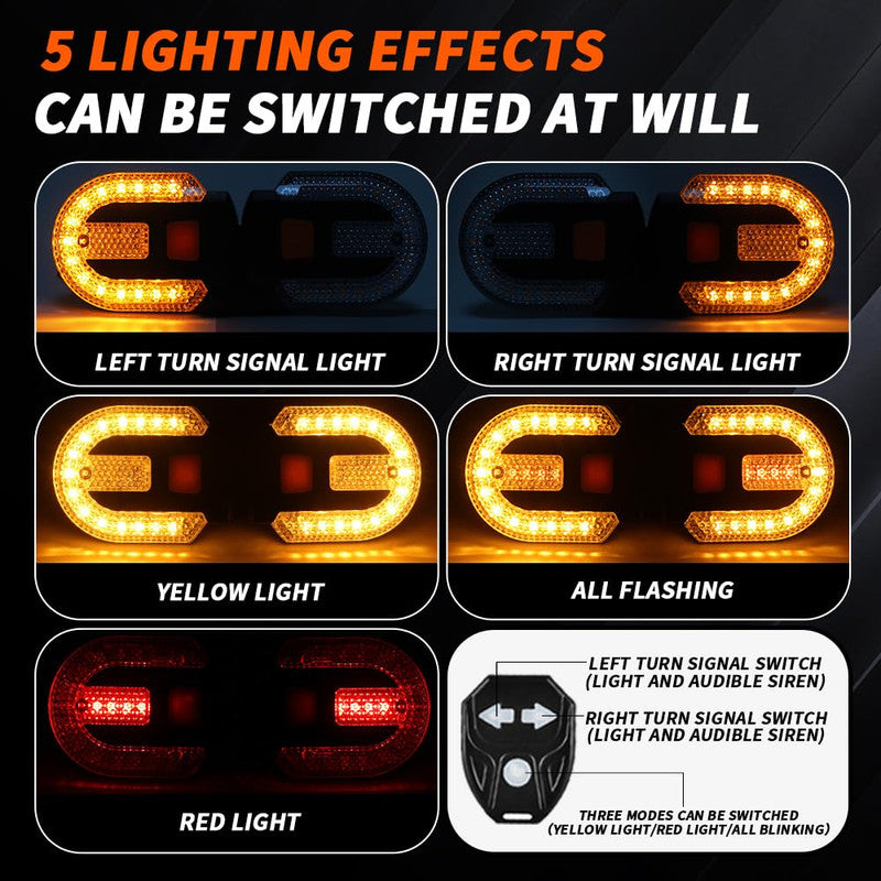 Chronus 4Pcs Bike Signals, Waterproof, Remote Alarm, USB,5 Modes Black