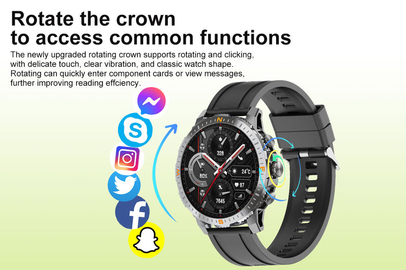 Chronus 1.43" Ultra-Clear Large Screen Smart Watch, 40-day long battery life, GPS positioning, compass, multiple sports modes and sleep monitoring