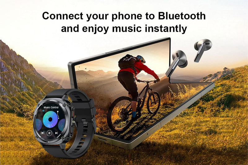 Chronus 1.39"IPX8 Outdoor Fitness Watch with Outdoor lighting,100+ sport Modes, Heart Rate