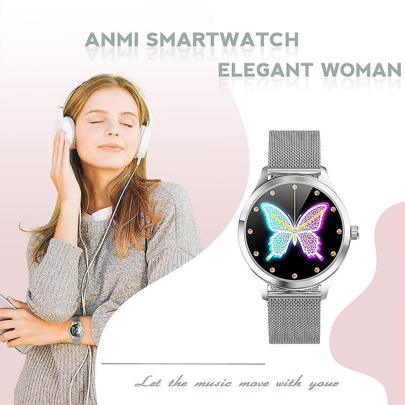 Smart Watch Ladies, IP68 Waterproof Fitness Tracker Smart Watch Ladies, with Female Cycle Management Heart Rate Monitor Blood Pressure Monitor Sleep Monitor Ladies WristWatch for Android iOS (Silver)