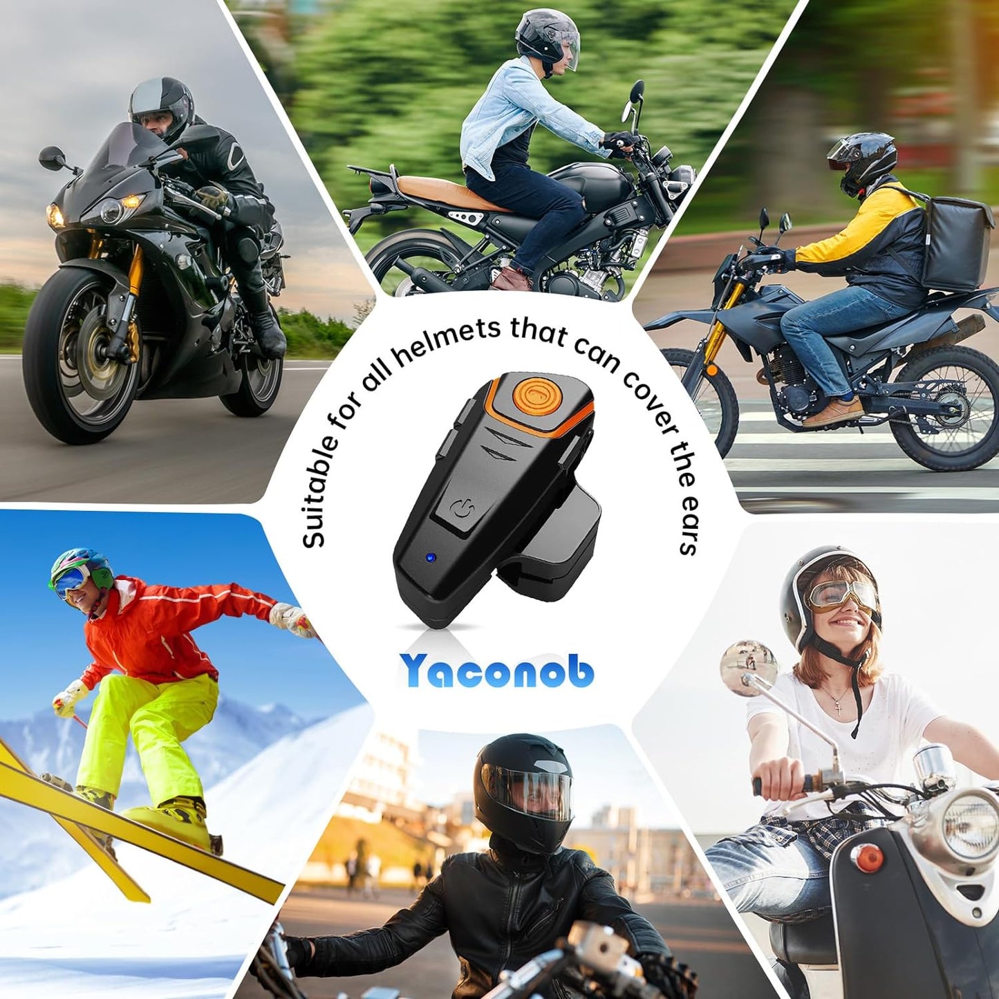 Motorcycle Bluetooth intercom, 1000m, connect up to three people to talk at the same time, upgraded version