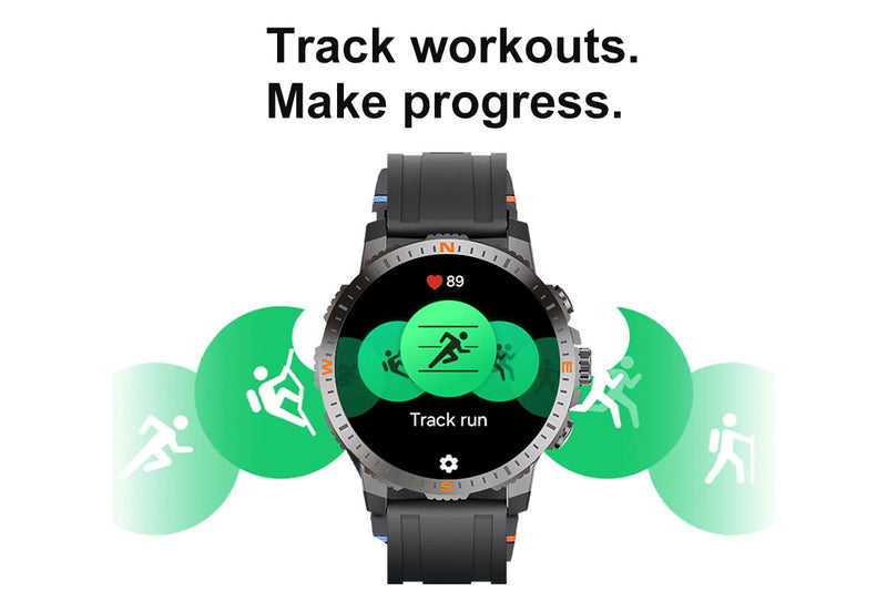 Chronus 1.43" Ultra-Clear Large Screen Smart Watch, 40-day long battery life, GPS positioning, compass, multiple sports modes and sleep monitoring