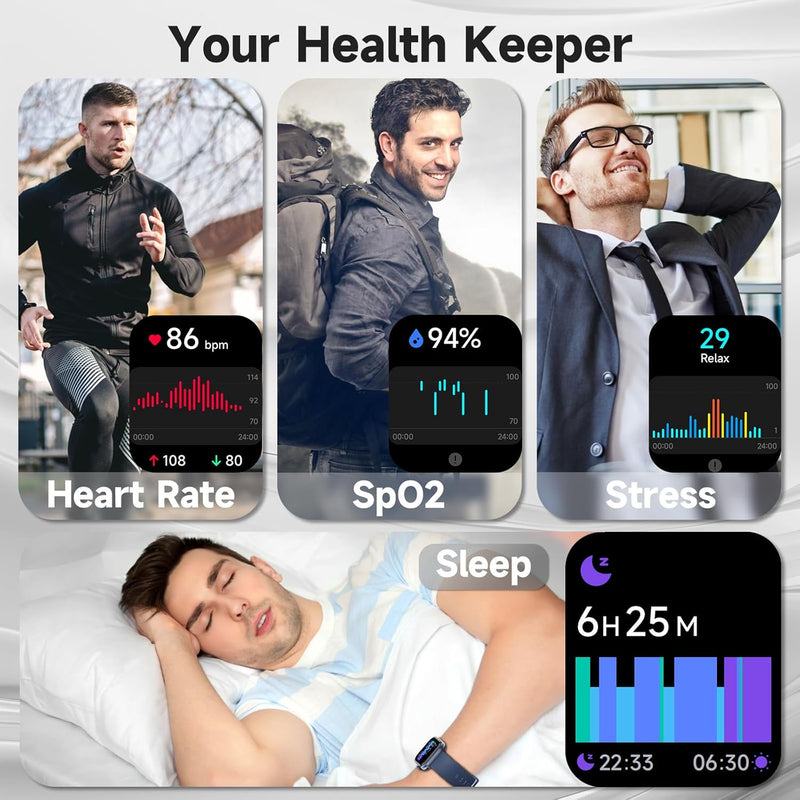 Smart Watch, Alexa Built-in, Answer/Make Calls, 1.91" HD Screen Fitness, IP68 Waterproof, 100 Sports, Heart Rate Monitor, Sleep Tracker,Blue
