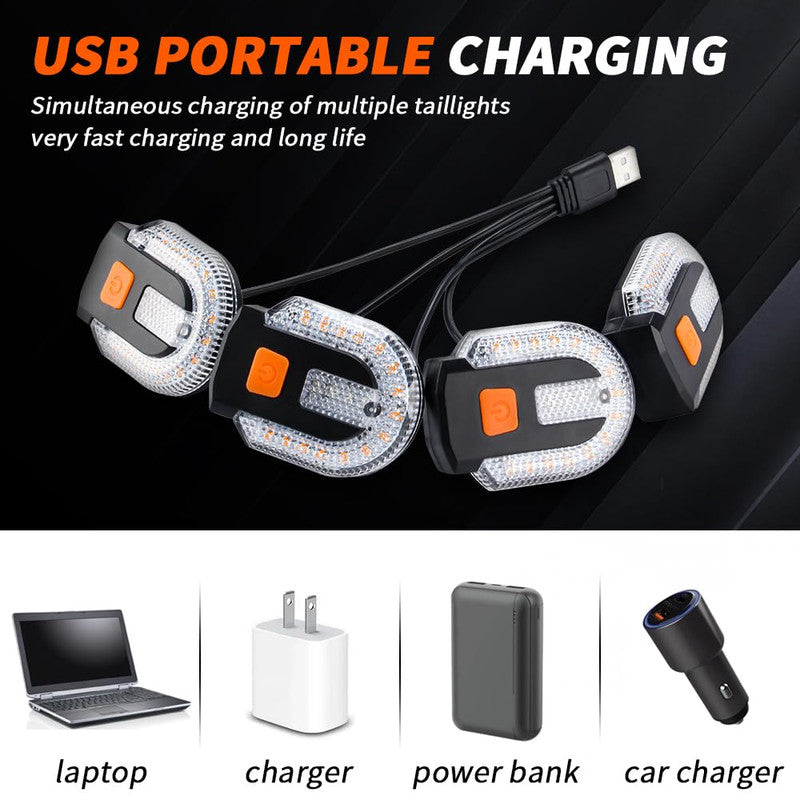 Chronus 4Pcs Bike Signals, Waterproof, Remote Alarm, USB,5 Modes Black
