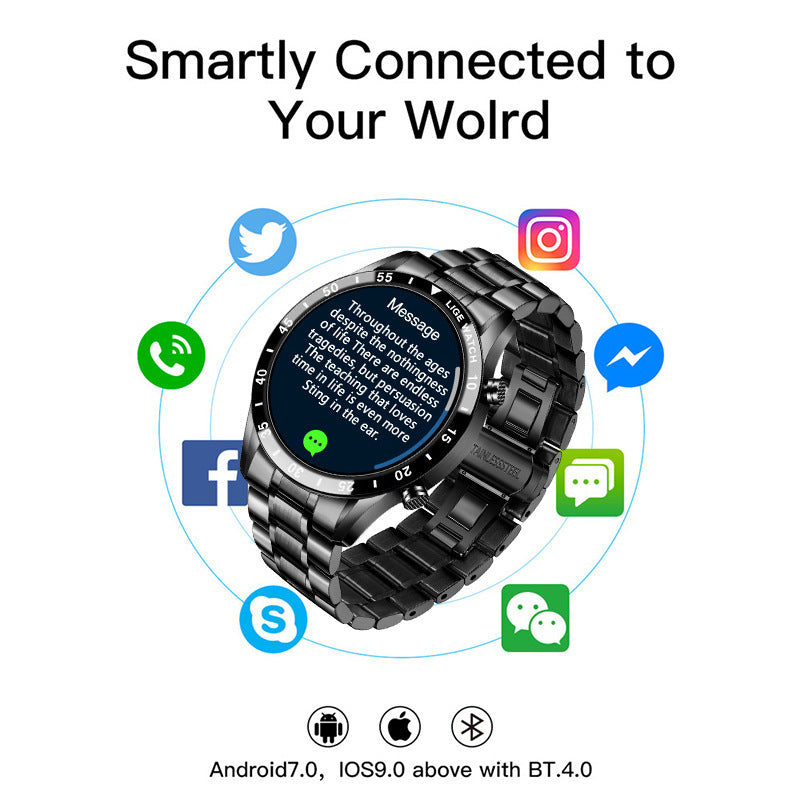 Smart Watch Men, 1.3 "Inch Touchscreen Phone Watch Men Smart Watch with Heart Rate Sleep Monitor Activity Tracker IP67 Waterproof Stainless Steel Band StopWatch for IOS Android(silver)