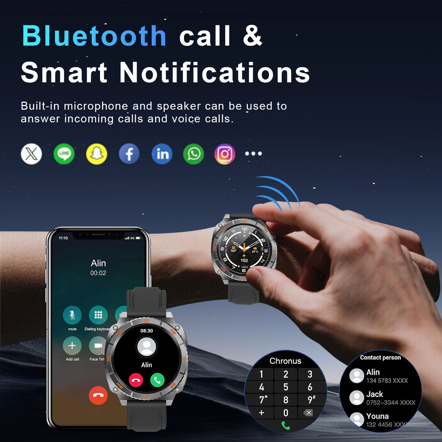 Chronus 1.43" AI Smartwatch – 15-Day Battery, IP68, ChatGPT, Heart Rate Monitor