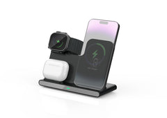 3 in 1 Foldable Wireless Charging Station for Samsung & Apple, Fast Charger Stand for Galaxy S25/S24/S23/Z Fold/Flip, iPhone 12+, Watch & AirPods