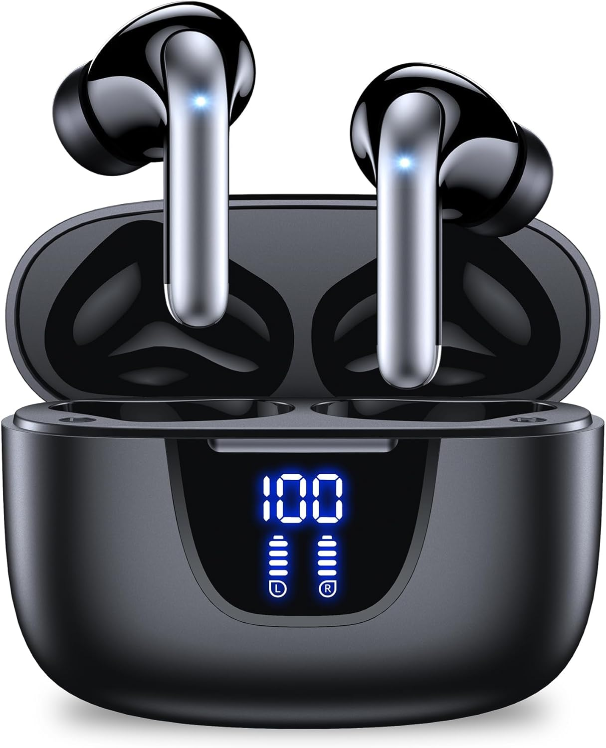 Wireless Earbuds 76Hrs Playtime Ear Buds with LED Power Display Charging Case Stereo Waterproof Sports Headset with Mic for Phone Laptop