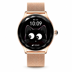 Smartwatch feminino de luxo e ultrafino de 1,27 polegadas – Design elegante em liga metálica, ecrã HD, monitor de bem-estar e bateria de longa duração (rosa)